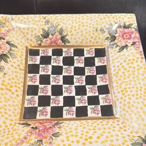 MacKenzie-Childs Yellow Floral Checkered Plate